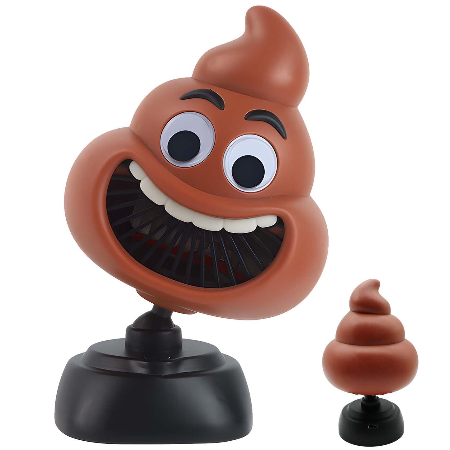 NWIUREN Cute Cartoon Portable Handheld Fan - Funny Poop Design, 3-Speed, USB Rechargeable, Lightweight Mini Fan for Summer, Travel, and Makeup (Brown)
