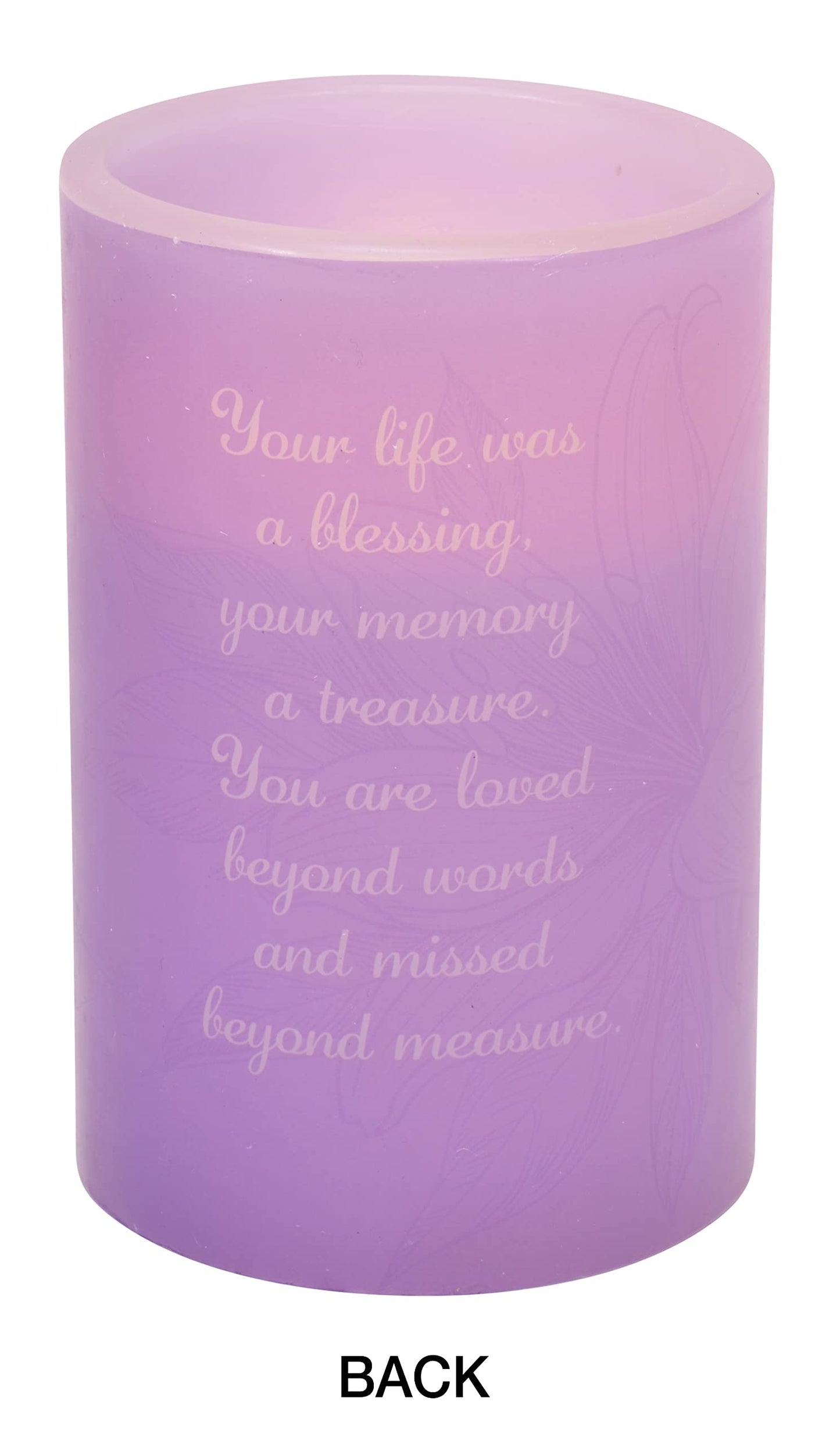 Mark Feldstein & Associates in Memoriam Quote Dove of Peace Flameless LED Remembrance Candle Pillar, 4 x 6 Inch