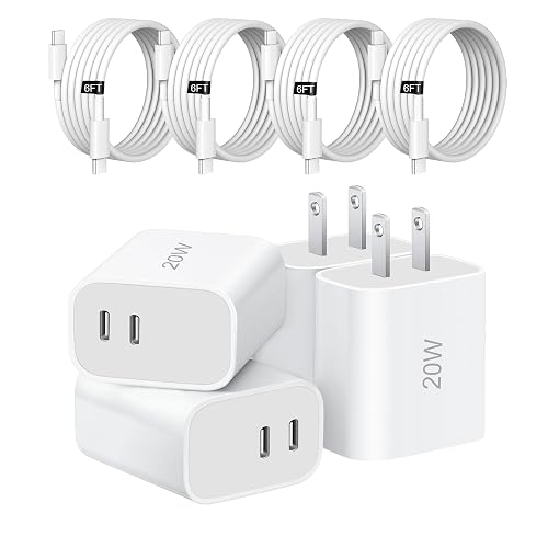 Phone Charger Fast Charging,4 Pack 20W Portable Charger with 6FT USB C Cable for iPhone 17/Pro/Pro Max/17 Air/16/16 Pro/16 Pro Max/15/Plus/Pro/Pro Max