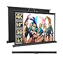 New Portable Mobile 50 Inch Projector Screen Pull Down, 16:9 Projector Screen Retractable Tabletop Screen Tripod Stand for Home Theater Meeting Room