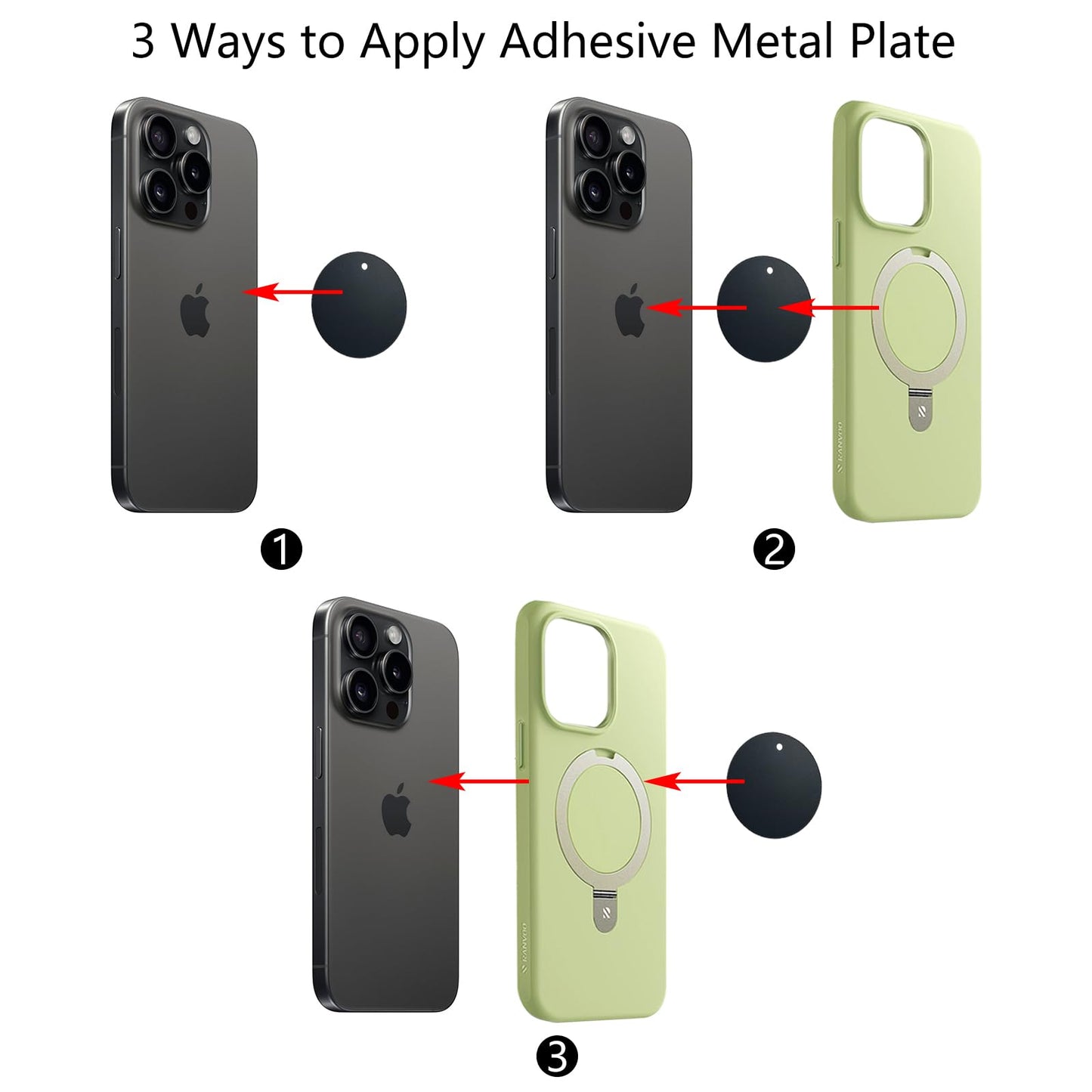 BGJRBY Mount Metal Plate?12Pack? for Magnetic Car Mount Phone Holder with Full Adhesive for Phone Magnet, 12X Round (Black)