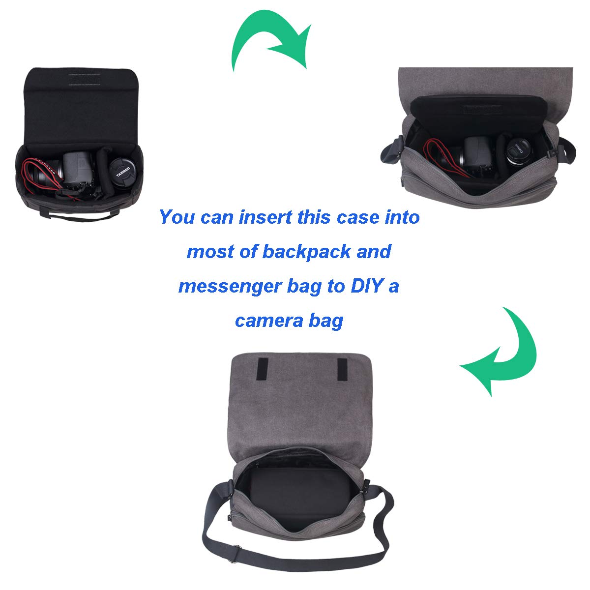 BOMKEE Camera Inserts Lens Padded Insert Liner DSLR SLR Protective Bag Camera Cube Roomy Case Waterproof Foldable pouch for Camera Lens Accessories