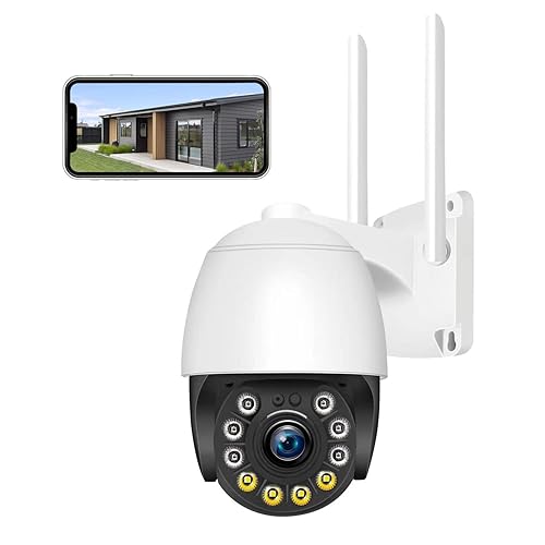 Security Camera Outdoor Wired with Night Vision Color, 360 WiFi Cameras for Home Security, Waterproof Video Surveillance Cameras, Motion Detection