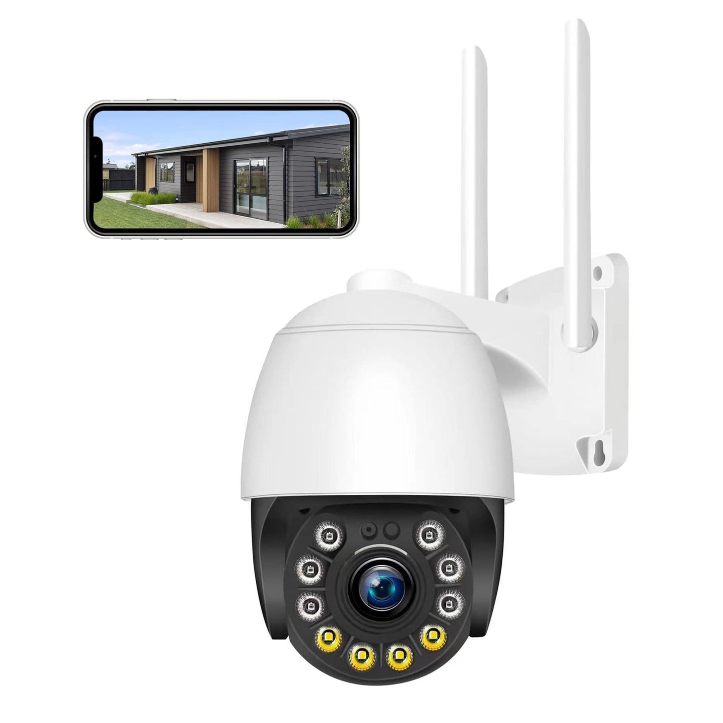Security Camera Outdoor Wired with Night Vision Color, 360 WiFi Cameras for Home Security, Waterproof Video Surveillance Cameras, Motion Detection