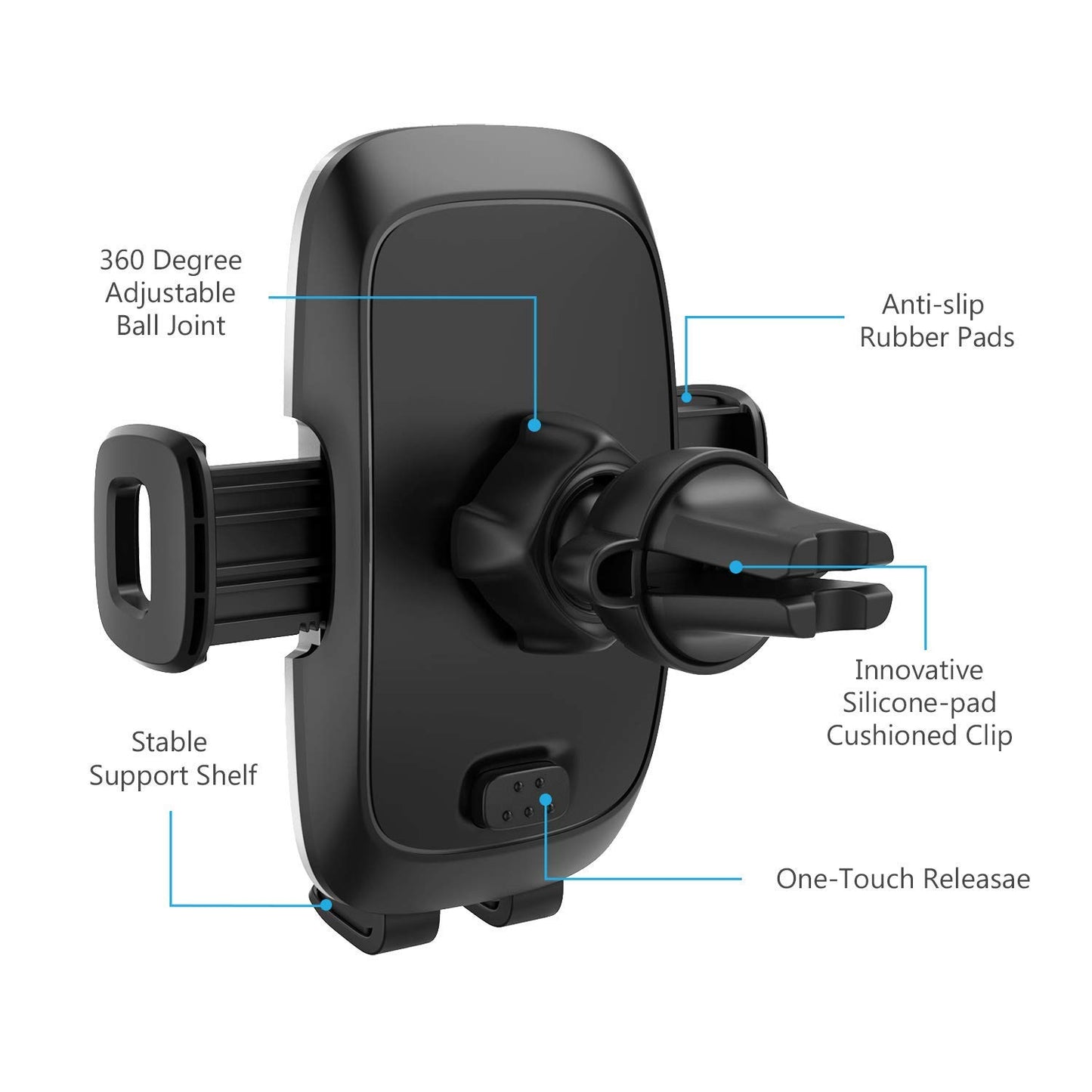 WizGear Phone Holders for Your Car, Car Air Vent Phone Mount, Car Phone Holder with Twist Lock Hook Clip for A Strong Hold to Vent, Compatible