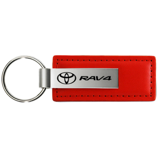 AU-TOMOTIVE GOLD, Inc. Officially Licensed Red Leather Key Fob for Toyota Rav4