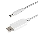DC 5V to DC 12V USB Voltage Step Up Converter Cable,with Nylon Weave,for DC5.5mm*2.5mm,1.0M (5.5x2.5mm, White)