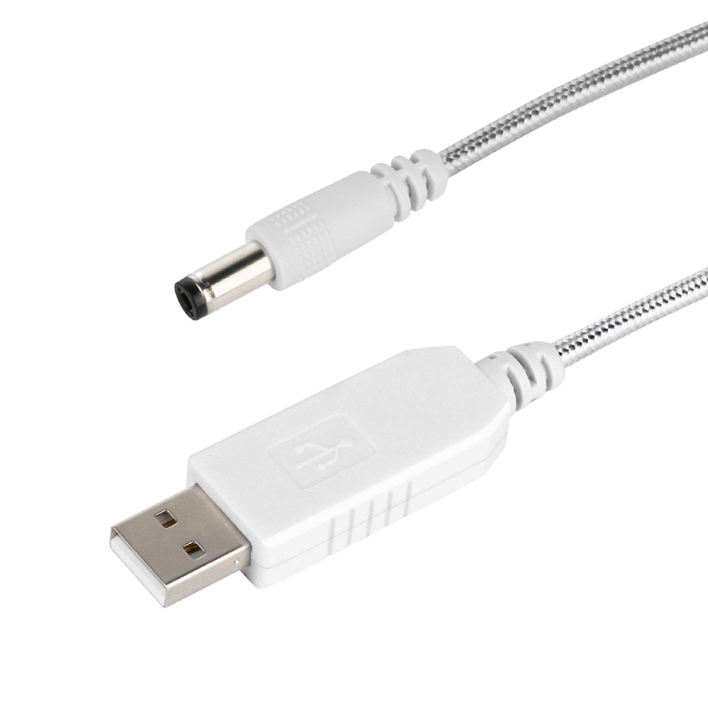 DC 5V to DC 12V USB Voltage Step Up Converter Cable,with Nylon Weave,for DC5.5mm*2.5mm,1.0M (5.5x2.5mm, White)