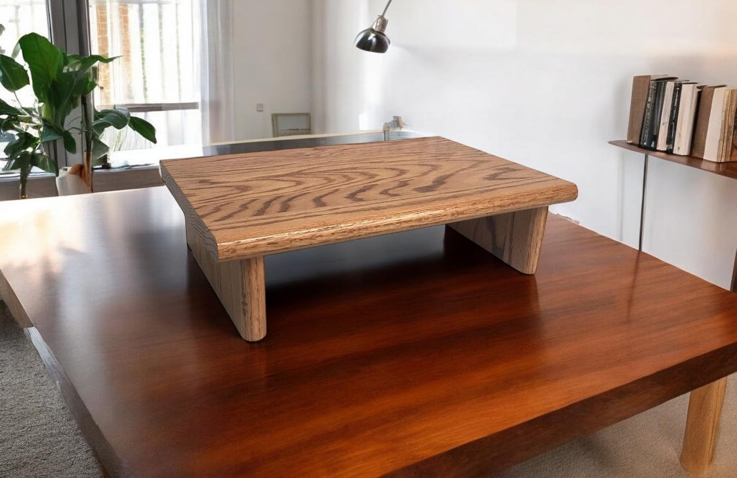 CIDS Monitor Stand Oak 1" Golden Oak 24 x 11.25 x 4.88 TV Wood Shelf Riser Stool Assembled Made in USA New