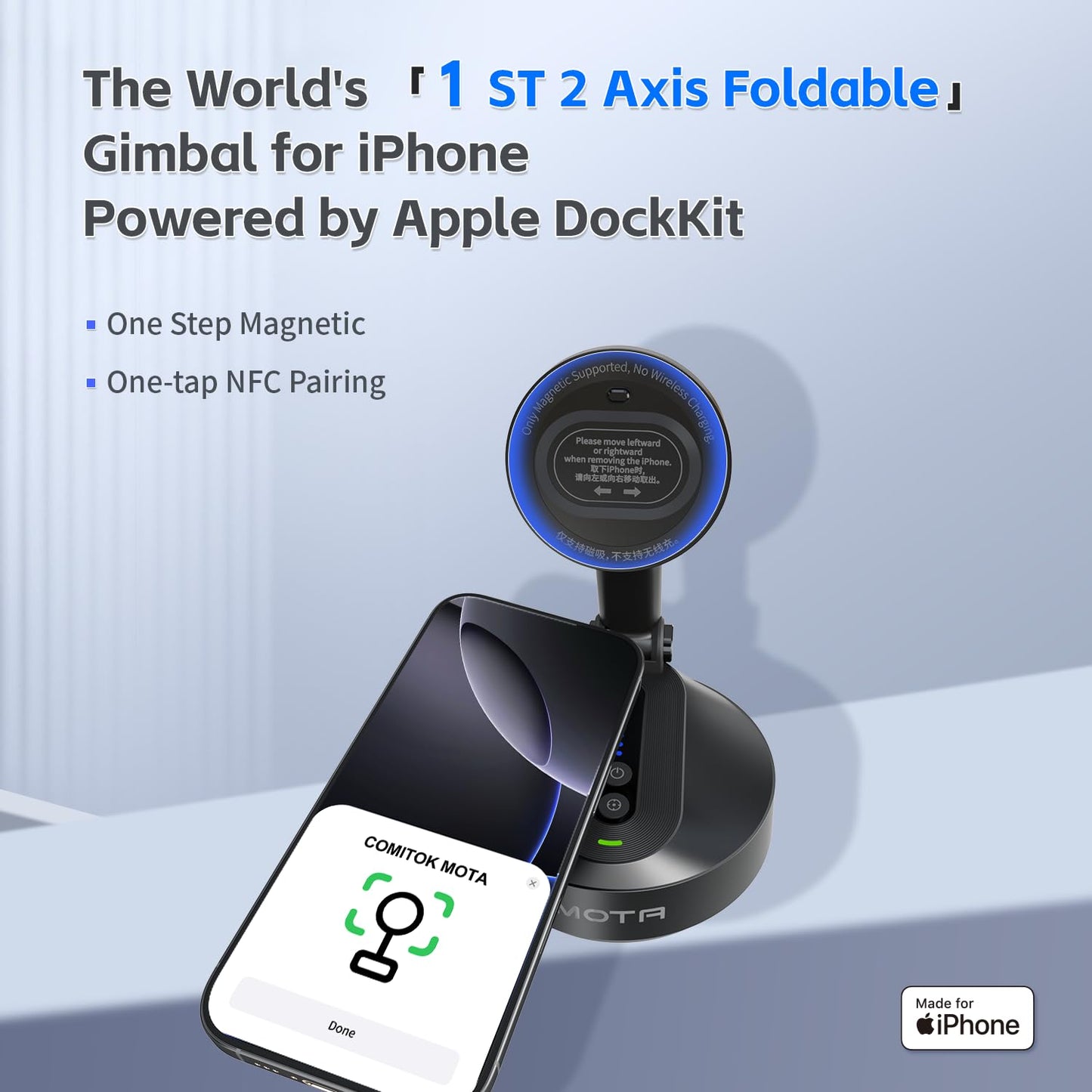 COMITOK Magnetic Auto Face Tracking Stand MOTA Tripod with Remote Controller for iPhone Follows Your Movement Hands-Free Video Recording with 360