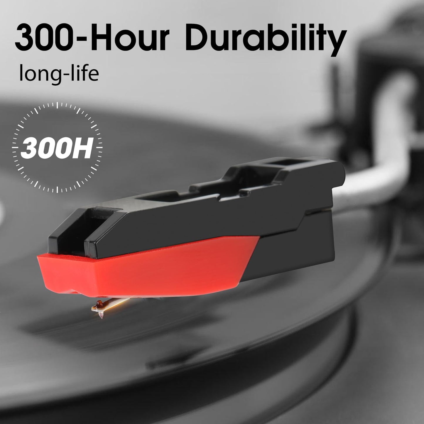 1 Cartridge with 4 Record Player Needles Replacement - Diamond Stylus for Crosley, Victrola, LP Vinyl Player - Easy Install Turntable Parts Kit