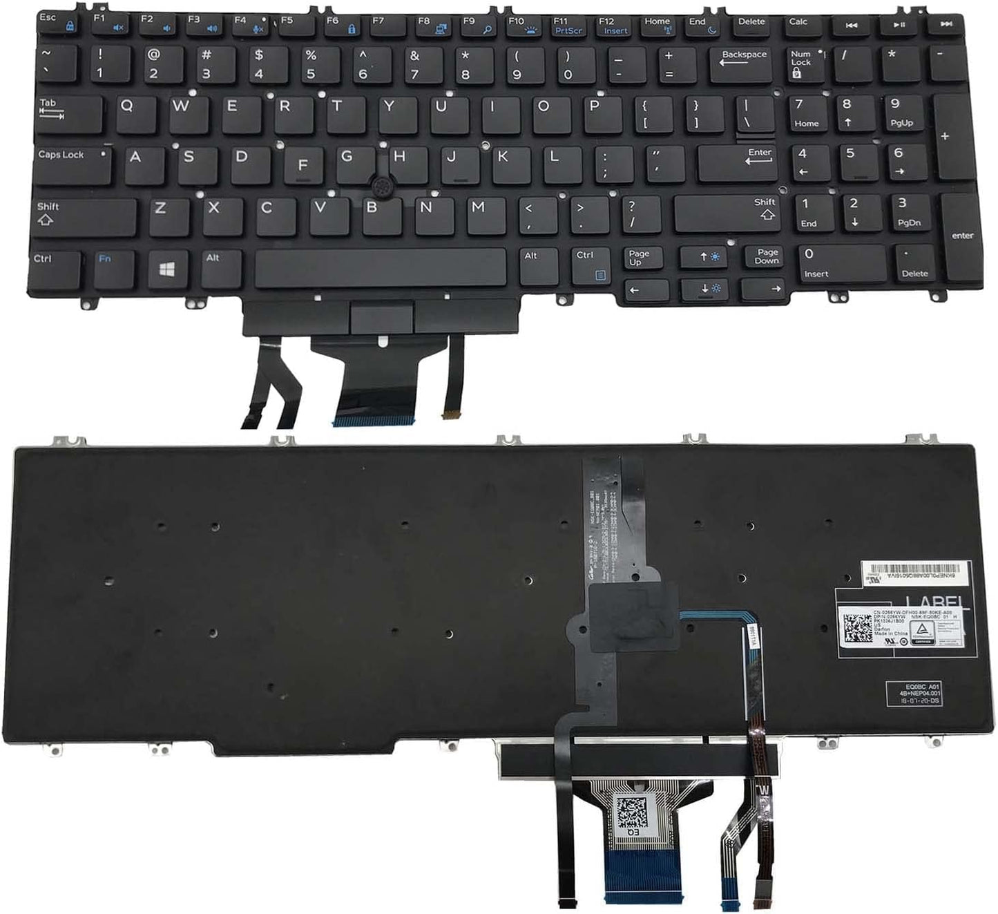 YIJIATech ® New Laptop with Built-in Keyboard and Screwdriver US Layout for DELL Precision 7530 7730 E7530 M7530 7540 7740 Black Without Frame,