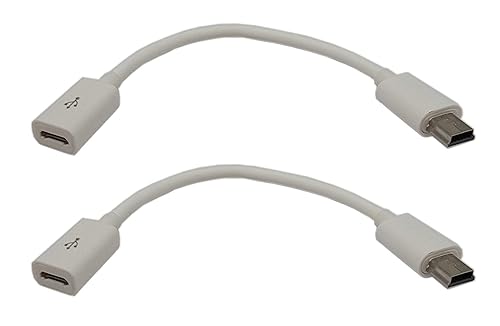 zdyCGTime Micro USB to Mini USB Extension Cable Micro USB Female to Mini USB Male Charging & Sync Adapter Cable Cord(2 Pack White