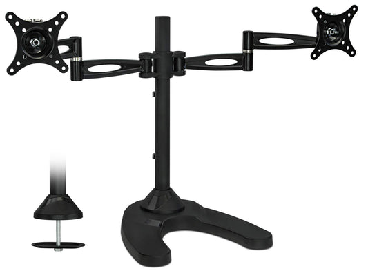 Mount-It! Dual Monitor Stand for Desk, Adjustable Monitor Stand for 2 Screens up to 27", 22 lbs Each, VESA 75x75 100x100, Full Motion Arms, Free