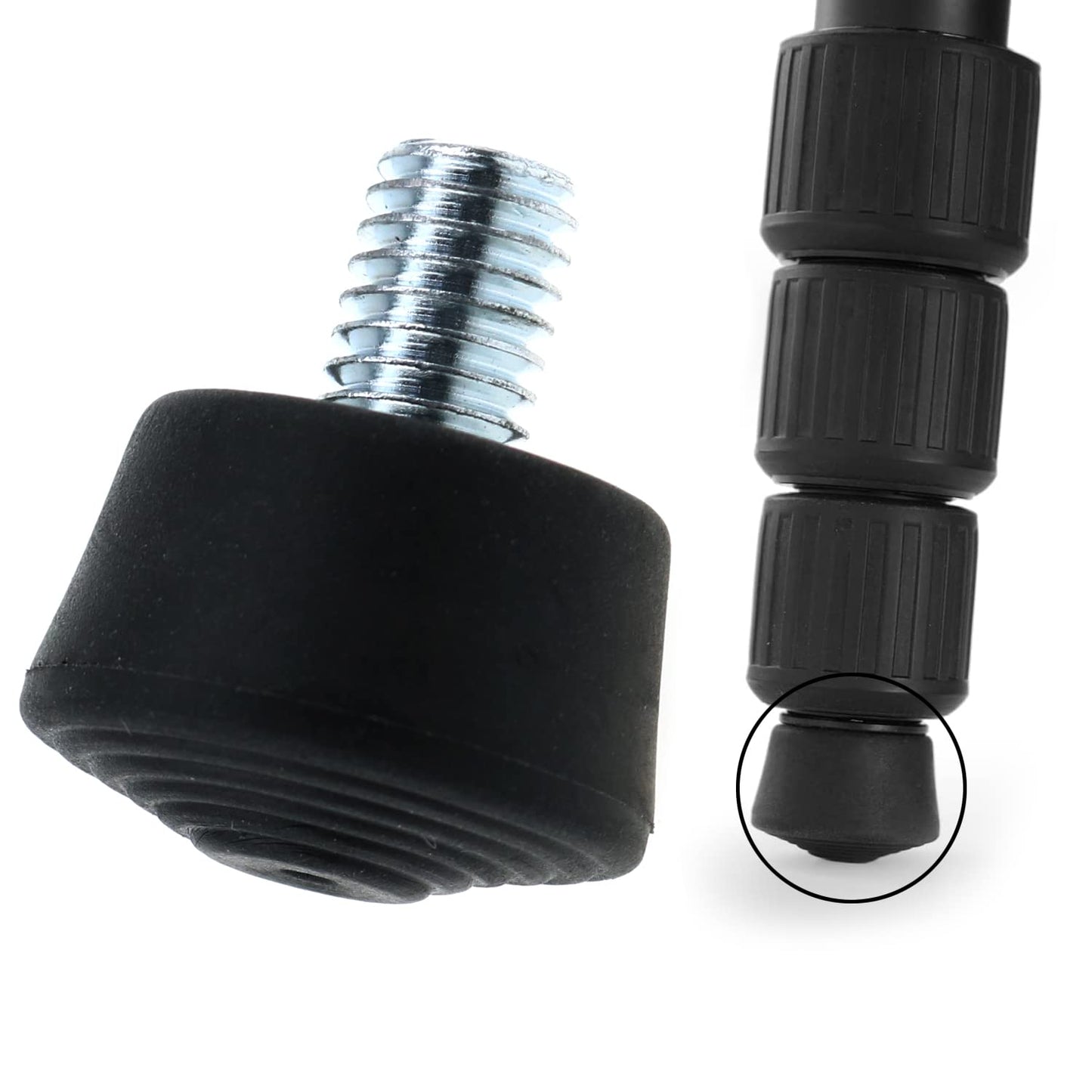 LUORNG 3pcs Antislip Rubber Tripod Feet Spike 3/8" Photography Accessories, Black