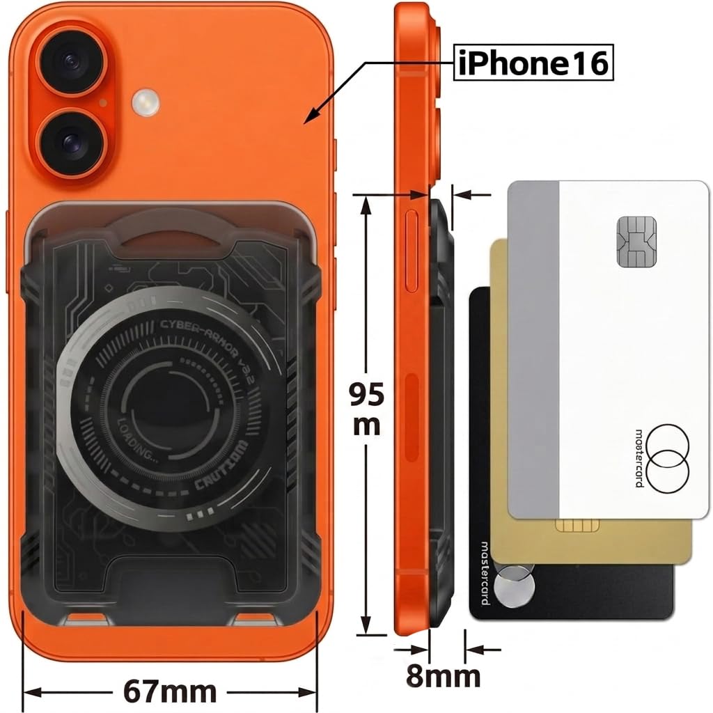 HZmeris for MagSafe Wallet Strong Magnetic Card Holder for iphone Holds 3 Cards Compatible with POPsocket-for Students, Work, Travel, Office(Smoked