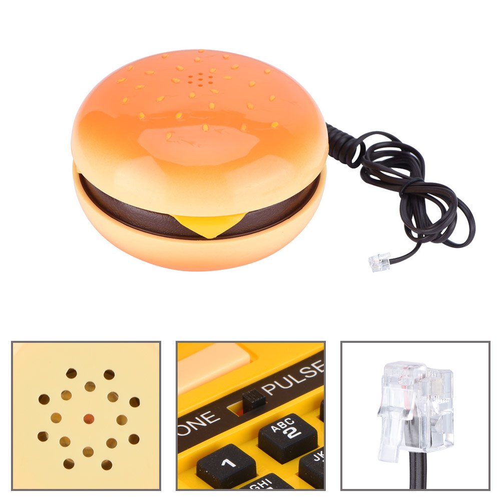 Hamburger Phone, Novelty Retro Telephone with Voice-Frequency Dialing and Flash Function Unique Food Shaped Desk Decor for Home Office Gift Idea