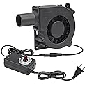 120mm 12V BBQ Blower Fan ,120mm x 32mm Dual Ball Blower Fan 12V with 110v - 240v AC Plug Variable Speed Controller for Ventilation,Outdoor Barbecues