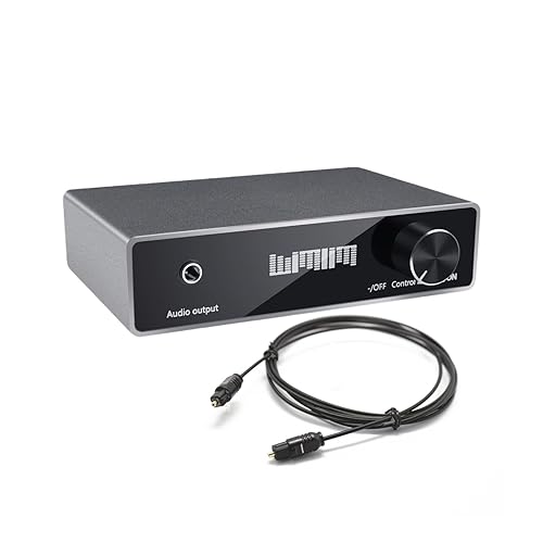 DAC Audio Converter with Volume Control - Optical/Coax to RCA/3.5mm Aux Adapter - Premium Silver Aluminum 192KHz 24bit Digital to Analog Audio Decoder