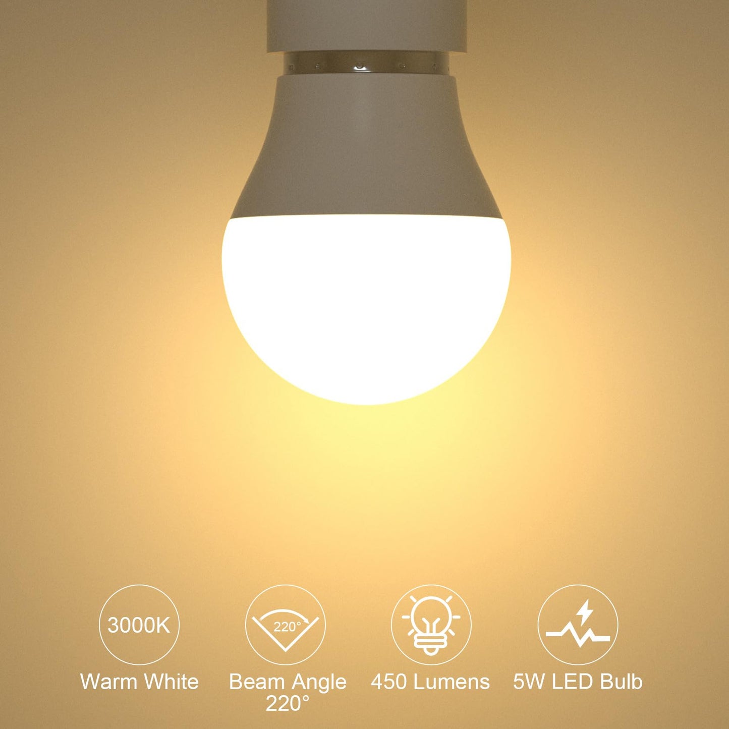 ORALUCE A15 LED Bulb 5 Watts Warm White 3000K,40W Equivalent Table Lamp Bulb, E26 Standard Screw Base G45 Shape Small Light Bulbs for House