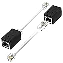 Phone Jack to Ethernet Cable Adapter, RJ45 8P8C Female to RJ11 6P4C Male for Landline Telephone Service (2 Pack)