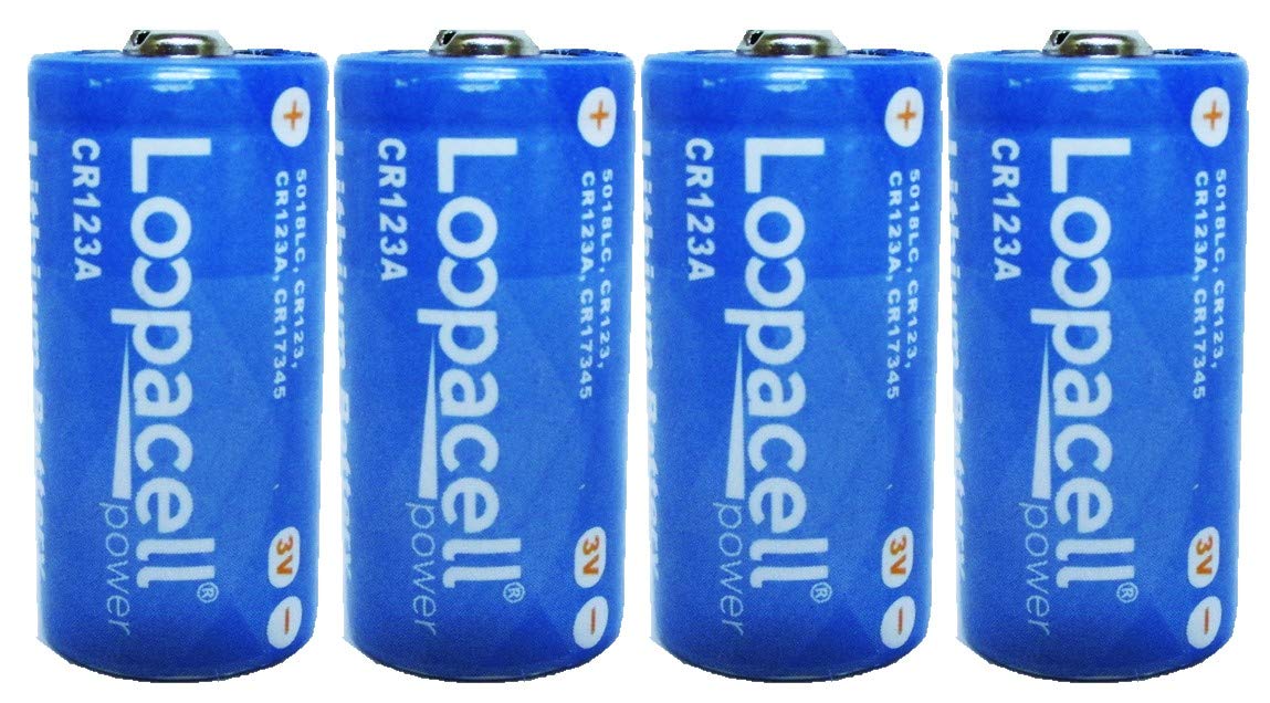 LOOPACELL Lithium CR123A 3V Batteries x 4 (Non Rechargeable Batteries)