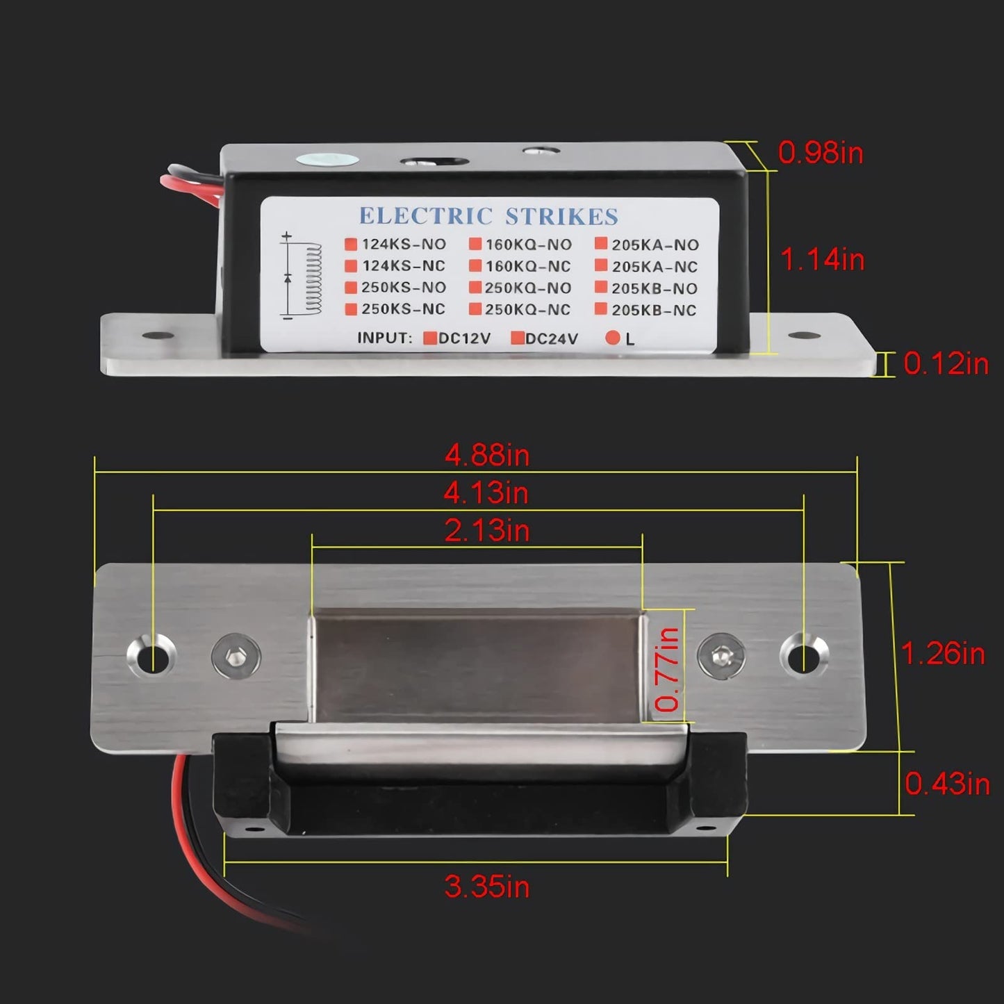 MIMIRACLE Heavy Duty Electric Door Strike Lock ANSI Standard Fail-Secure or Fail-Safe Adjustable for Access Control System Cylindrical Mechanical
