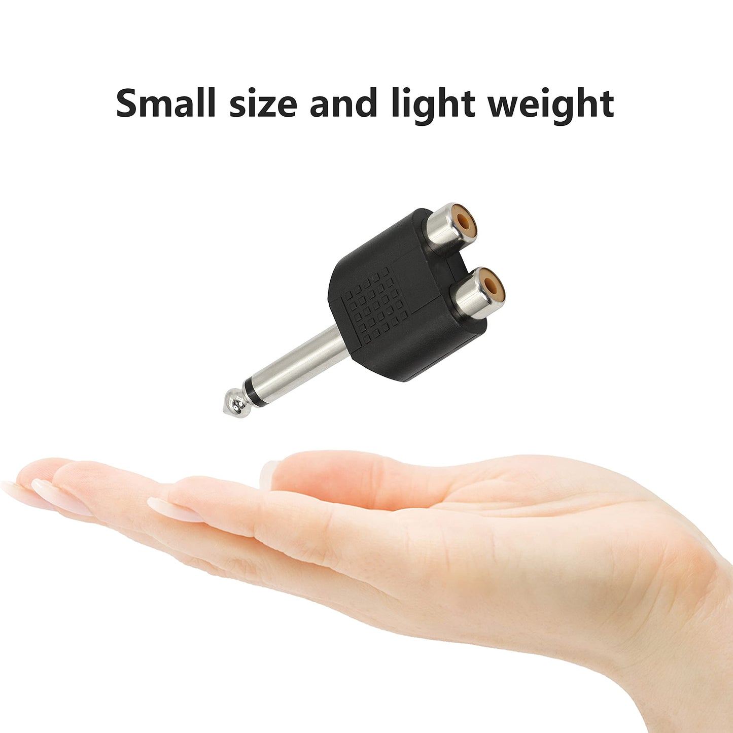 GELRHONR 6.35mm Mono 1/4 Inch Male to RCA Splitter, Stereo Jack Male to RCA Female Adapter-5PCS