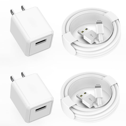 Charging for iPhone Charger [Apple MFi Certified] 2Pack Lightning Cable Data Sync Charging Cord with USB A Wall Charger Block Travel Plug for iPhone