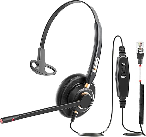 Arama Phone Headset for Cisco Landline, Noise Canceling Microphone Mute Switch Telephone Headset Compatible with Cisco IP-7821 7841 7942G 7931G 7940