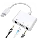 USB C to Dual 3.5mm iPhone Headphone Adapter, 3-in-1 USB C to 3.5mm Audio Adapter with PD 60W Fast Charging, Aux to USB C Dual Headphone Splitter