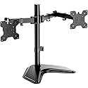 WALI Dual Monitor Stand for Desk, Monitor Stands for 2 Monitors up to 27 inch, Dual Monitors Mount Fits up to 22lbs, Free Standing Full Motion Dual