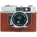 C35 Case, BolinUS Handmade Genuine Real Leather Half Camera Case Bag Cover for Konica C35/C35 Automatic/C35 Flashmatic Camera With Hand Strap (Brown)