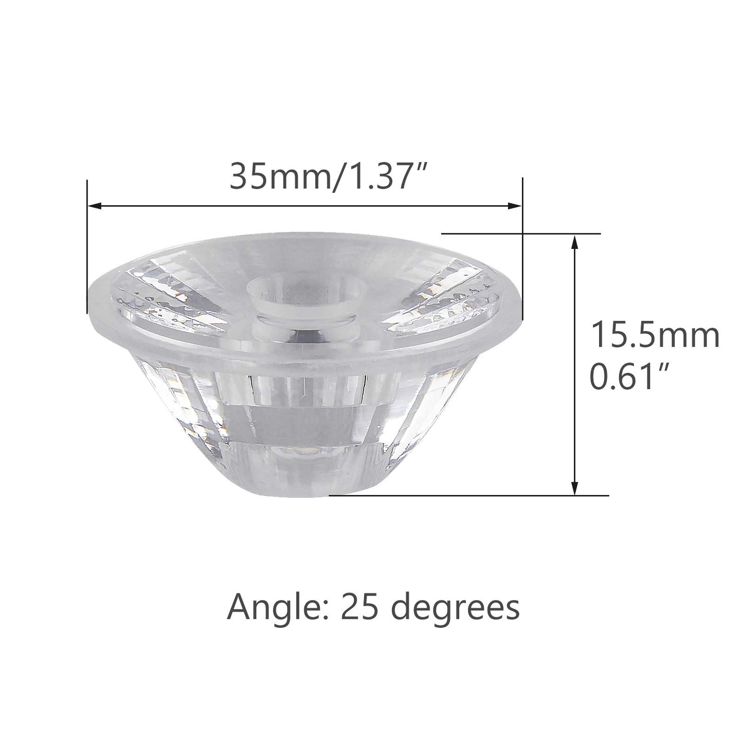 (Pack of 20) Acrylic Lens Without Bracket, Focusing Lens Use for Led Beads, Led Chip Lamp Bulb Focus, 25 Degree ?35mm