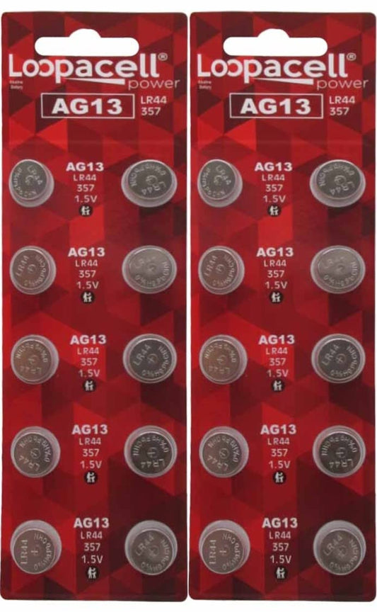 LOOPACELL LR44 AG13 357 303 SR44 Battery 1.5V Button Coin Cell 20 Batteries