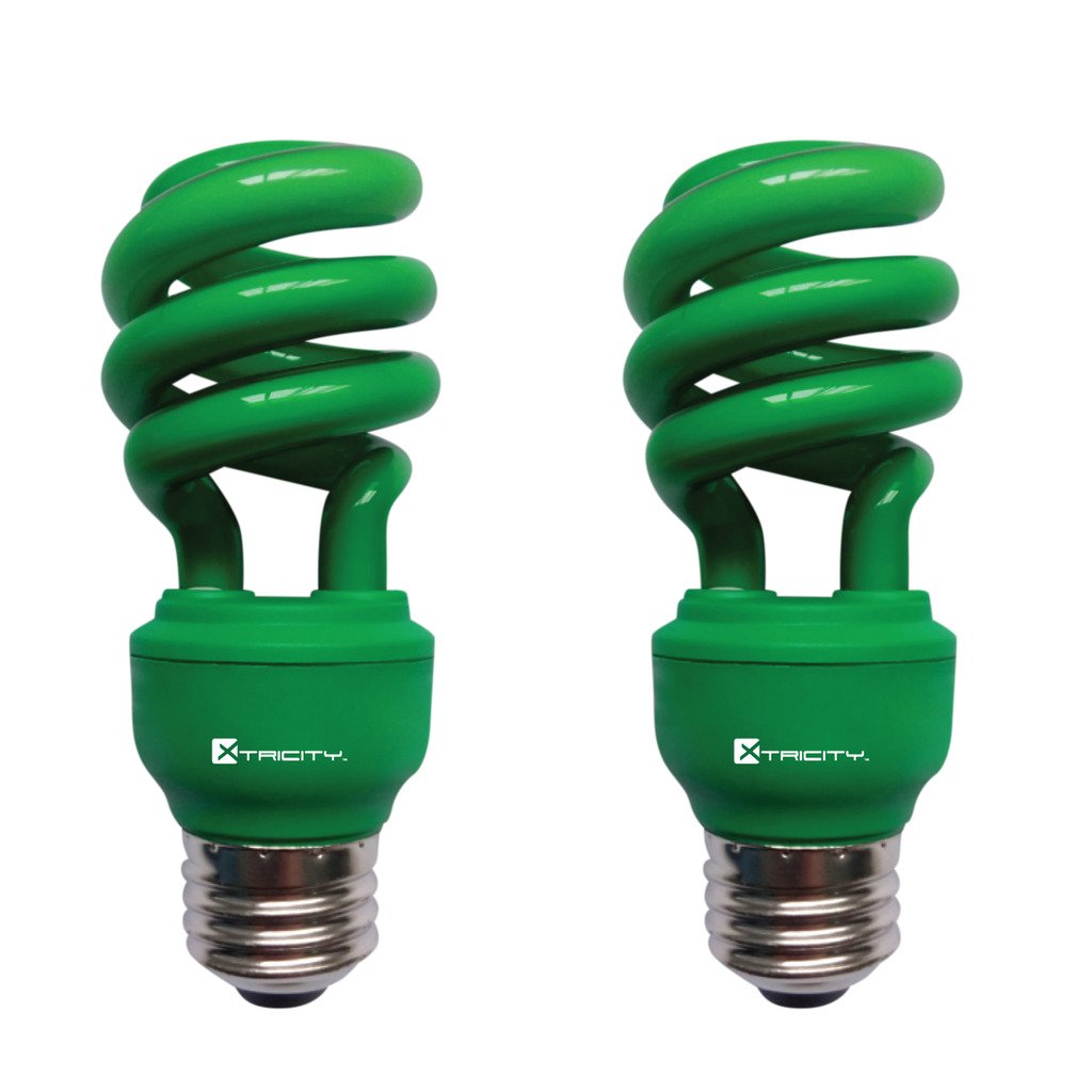 CFL Compact Fluorescent Green light bulbs Colored Light Bulb (2 Pack)