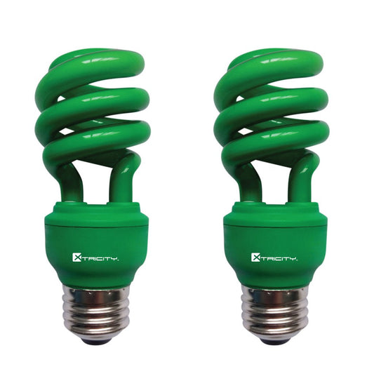 CFL Compact Fluorescent Green light bulbs Colored Light Bulb (2 Pack)