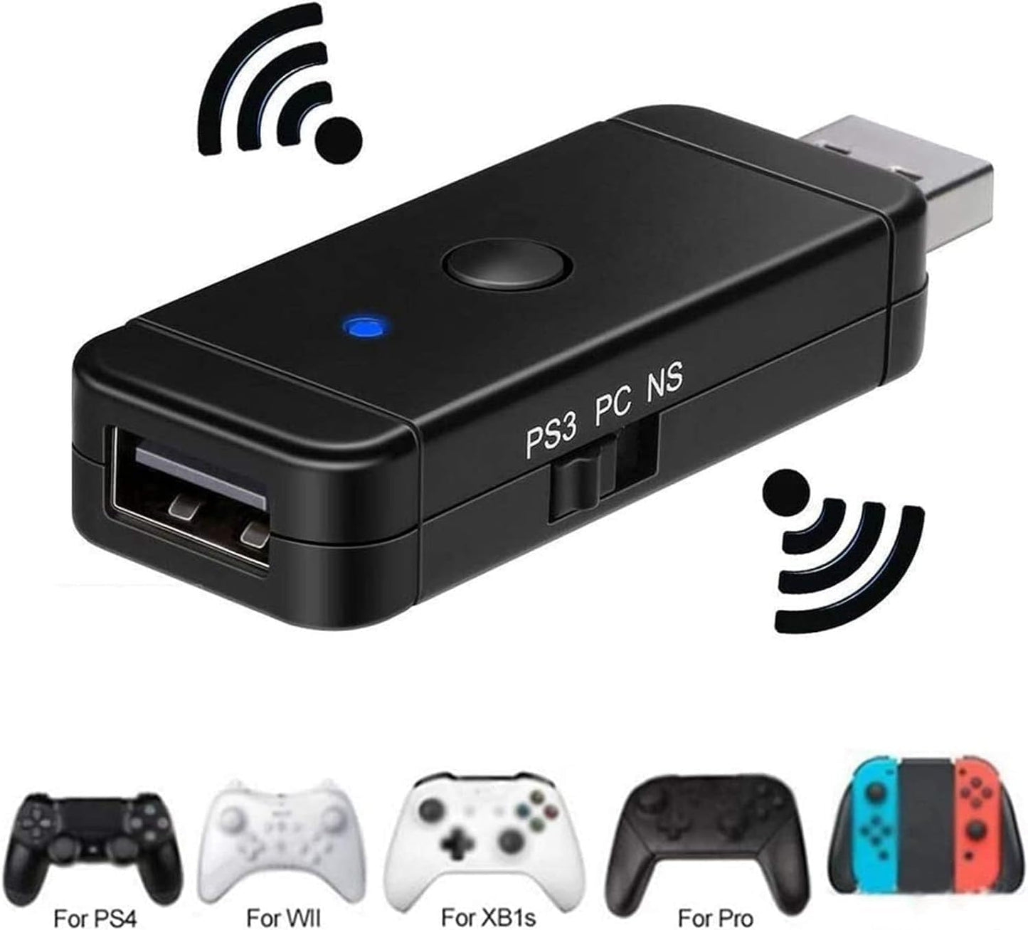 JZW-Shop Wireless Adapter for Switch/PC/PS4/PS3/Xbox One X/S Controllers - Bluetooth Support for Wireless and Wired Xbox One/360 Controllers