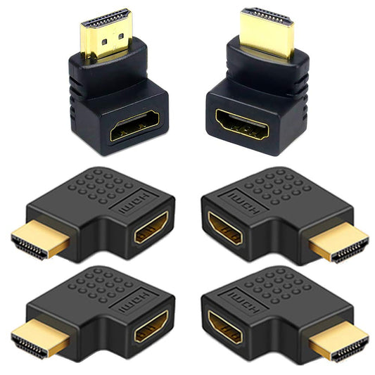 6Pack 3D and 4K HDMI Angled Adapter Combo 2 Pcs 90 and 270 Degree 4 Pcs Vertical Flat Left and Right 90 Degree Male to Female HDMI Adapter TV