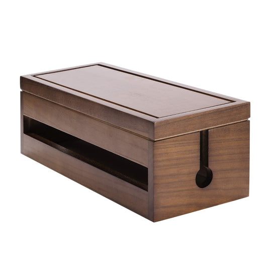 Changsuo Cable Management Box Wooden Cord Organizer Box for Extension Cord Power Stripe Surge Protector Wire Management Concealer Cover Hider for
