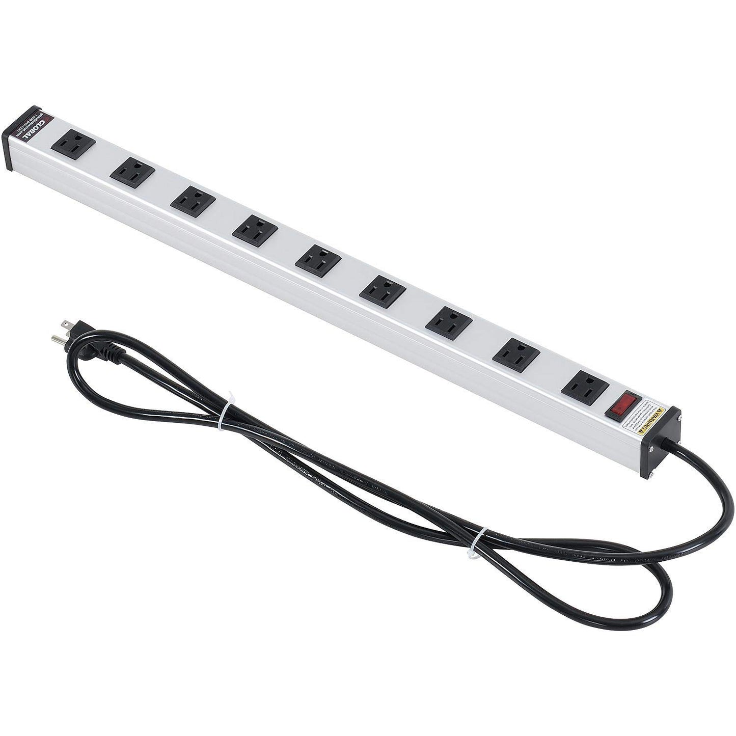 Global Industrial 25" 9 Outlet Aluminum Power Strip with 6-ft Cord ETL/cETL