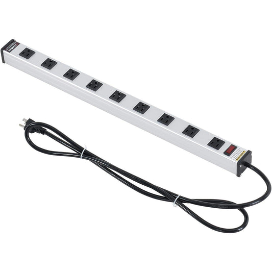 Global Industrial 25" 9 Outlet Aluminum Power Strip with 6-ft Cord ETL/cETL