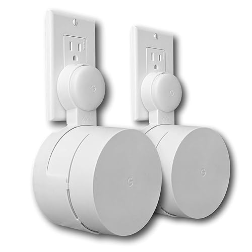 Google WiFi Outlet Holder Mount: [NEW 2020 - Present Version - Round Plug] The Simplest Wall Mount Holder Stand Bracket for Google WiFi Routers and