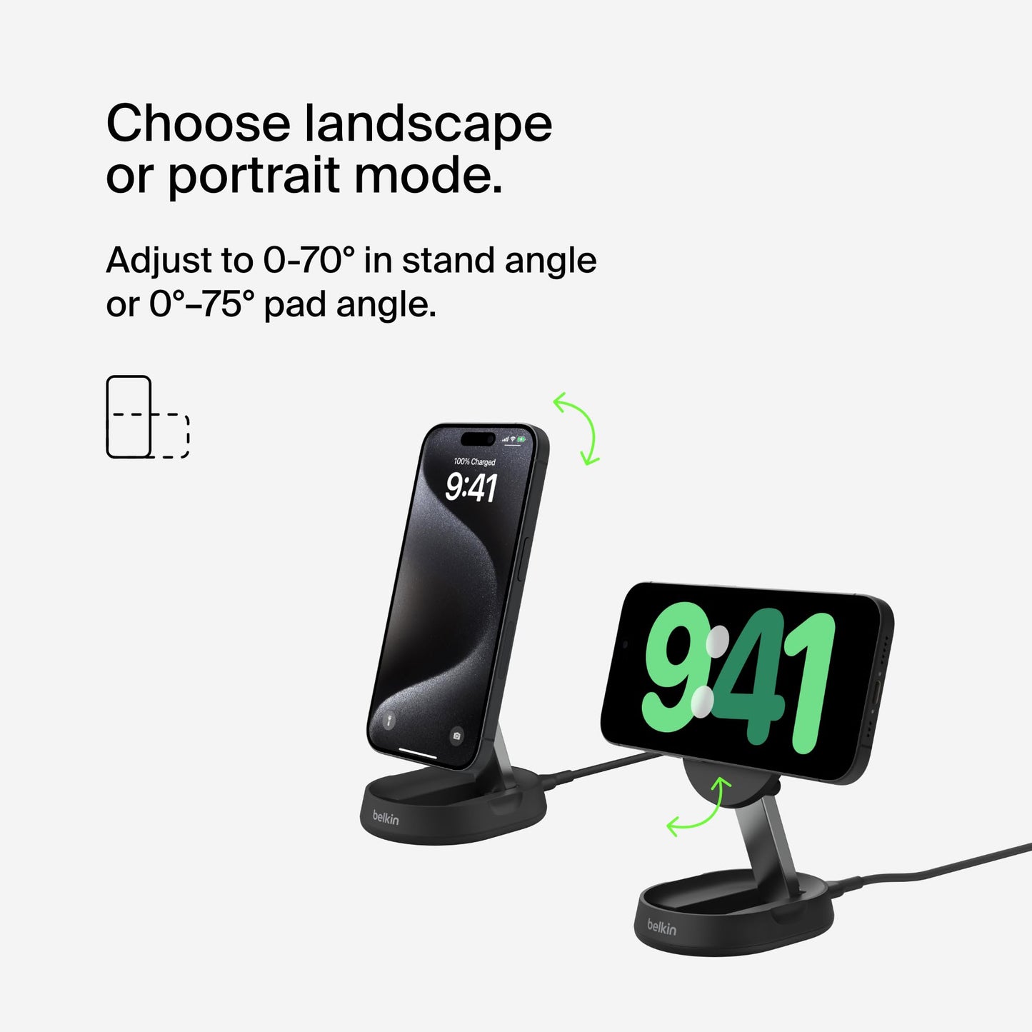 Belkin Convertible Magnetic Charging Stand 15W - MagSafe-Compatible Qi2-Certified Wireless Charging Station, iPhone Charger for Apple iPhone 16