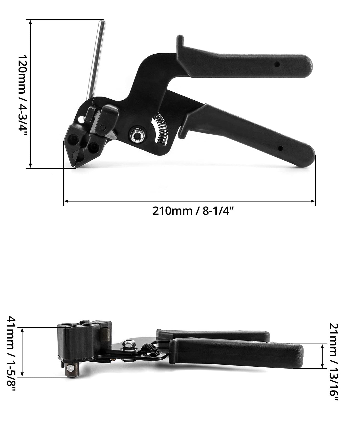 QWORK Cable Tie Gun, Stainless Steel Zip Tie Tightener Wrap Tool, Self-locking Metal Zip Ties Tool, Cable Tie Fasten and Cut for Nylon Plastic Steel