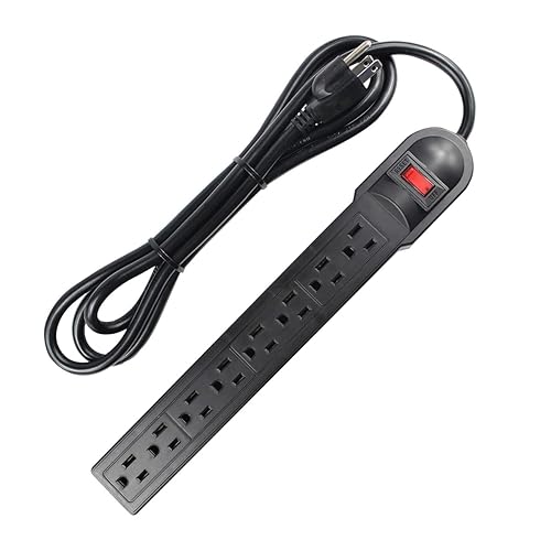 J.VOLT 8 Port Power Strip Surge Protector, 6 Feet Cord with Lit Switch, for Home Office School Shop Garage, Wall Mountable,750J 15A 125V 1875W, 14AWG