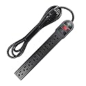 J.VOLT 8 Port Power Strip Surge Protector, 6 Feet Cord with Lit Switch, for Home Office School Shop Garage, Wall Mountable,750J 15A 125V 1875W, 14AWG