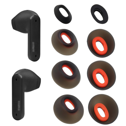 NANLANFAN Replacement Silicone Ear Tips for JBL Tune Flex Wireless Earbuds (Black, XS/S/M/L)