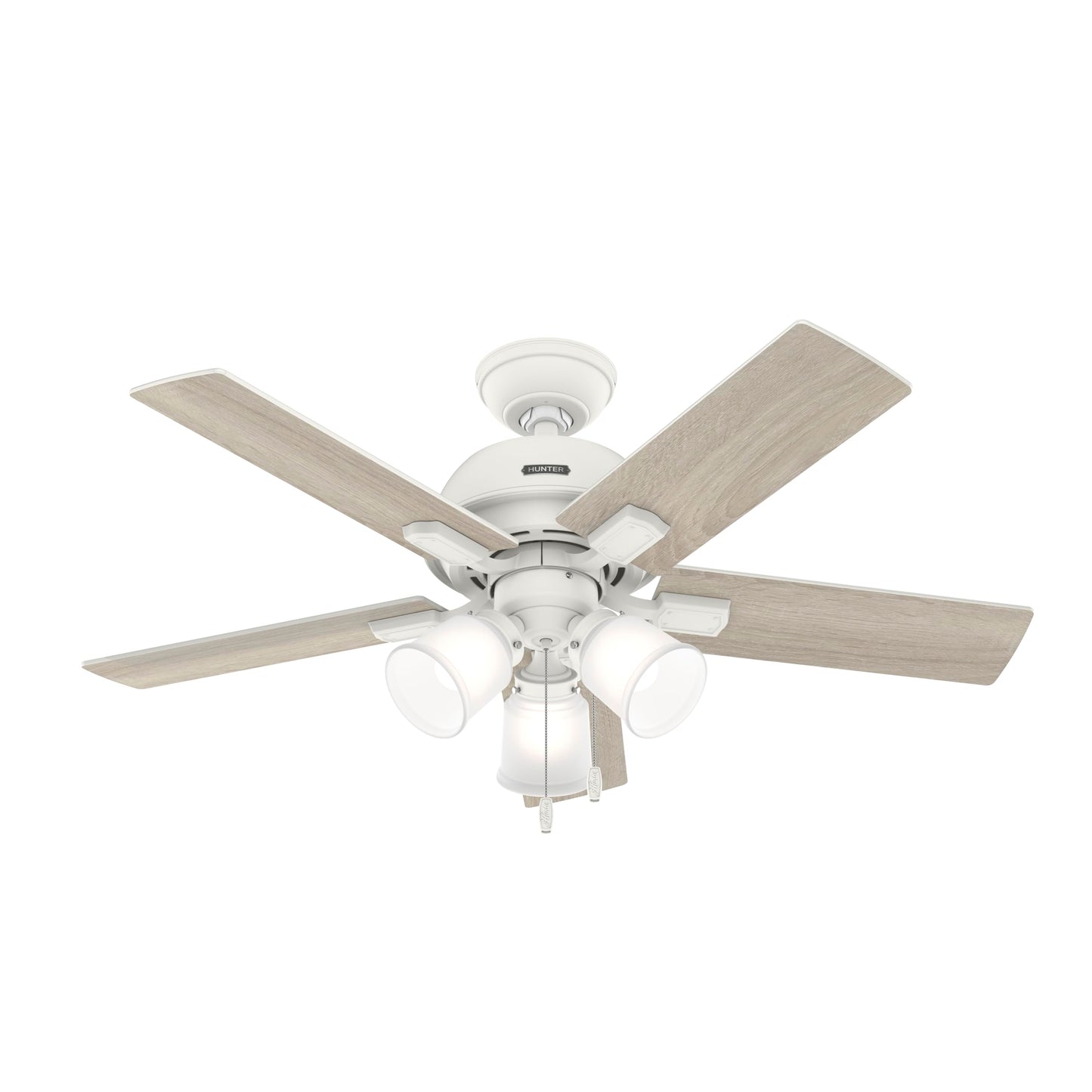 Hunter Fan 44 inch White Indoor Ceiling Fan with Lights and Pull Chain for Bedroom, Living Room/Family Room, Dining Room, Kitchen, Office (Renewed)