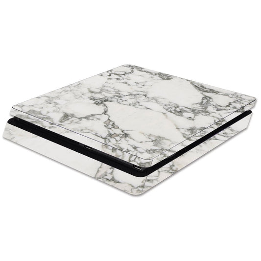 MightySkins Skin Compatible with Sony PS4 Slim Console - White Marble | Protective, Durable, and Unique Vinyl Decal wrap Cover | Easy to Apply